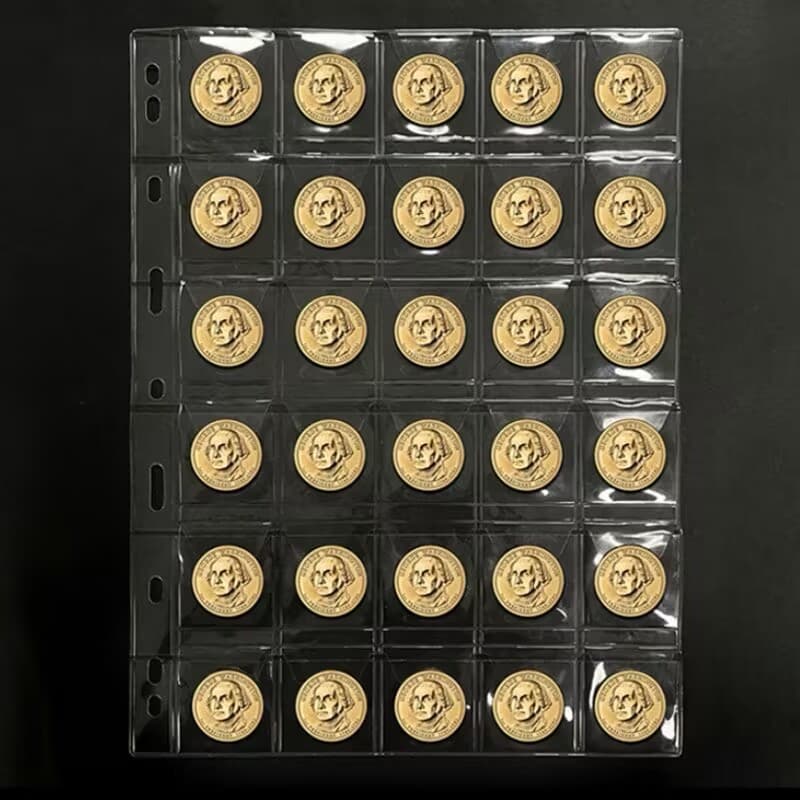 Cross-border Source Coin Collection Binder 9-Hole 30-Slot Flip Cover PVC Coin Storage Refill Pages