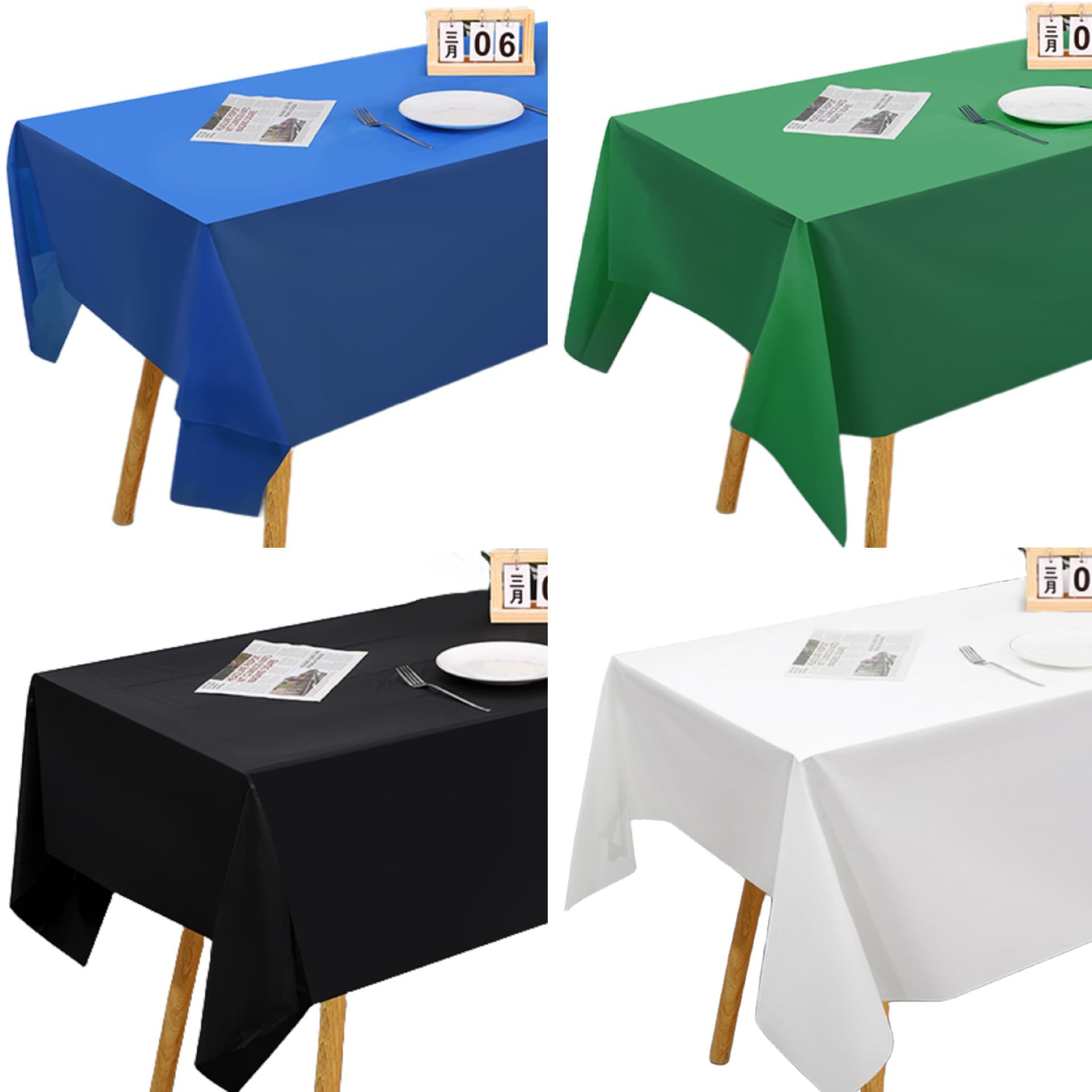 Factory Direct Disposable PEVA Plastic Solid Color Tablecloth, Thickened Party Tablecloth, Stock Available for Cross-Border Supply