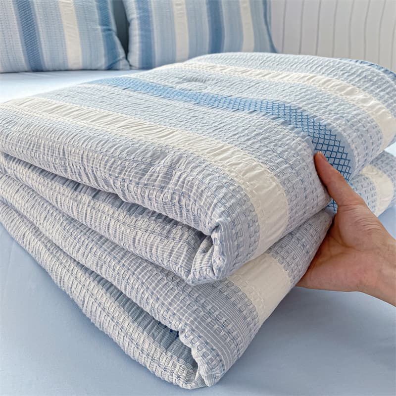 Yarn-Dyed Jacquard Pure Cotton Summer Quilt 4-Piece Set, Class A Soybean Fiber Air Conditioning Blanket, Summer Gift, Thin Summer Blanket