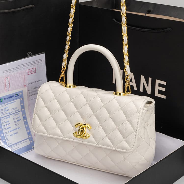 Cross-border Foreign Trade Xiangjia Caviar Handie Handbag Genuine Leather Small Fragrance Style Diamond Quilted Chain Fashion Shoulder Bag