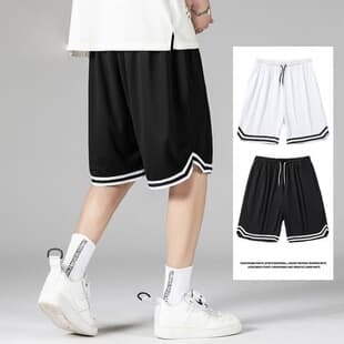 Cross-border exclusive American-style basketball shorts for men, summer thin loose sports pants, trendy ice silk quick-dry pants