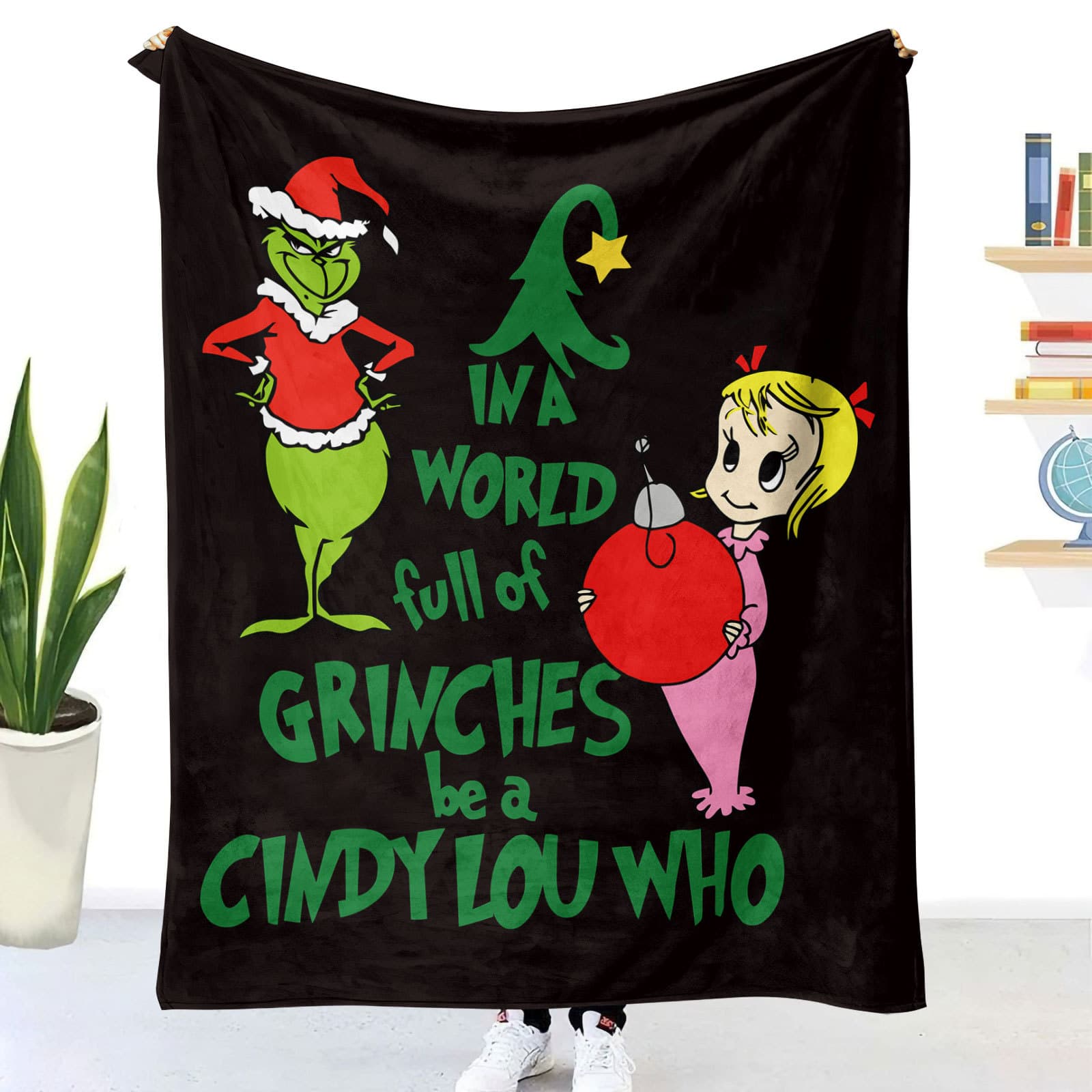 Amazon Wish Exclusive 3D Printed Flannel Blanket with Hemmed Edges, Double-Layered Thick Green Monster Nap Blanket