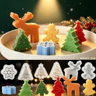 DIY Epoxy Resin Christmas Tree Snowflake Snowman Reindeer Ornament Decoration Christmas Series Plaster Candle Silicone Mold