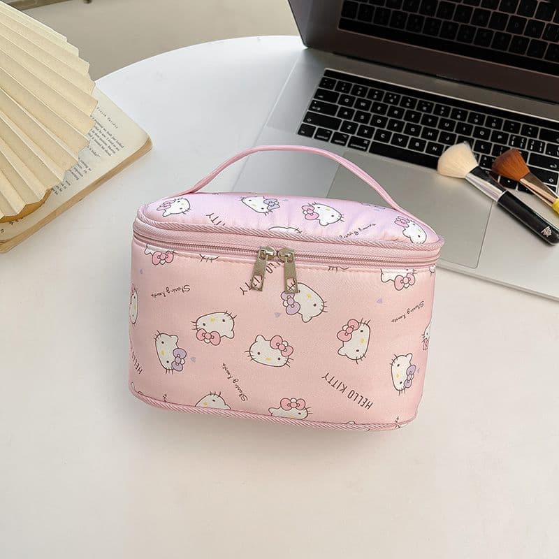 Kitty New Makeup Bag Dormitory Cute Print Large Capacity Handheld Storage Tote Portable Toiletry