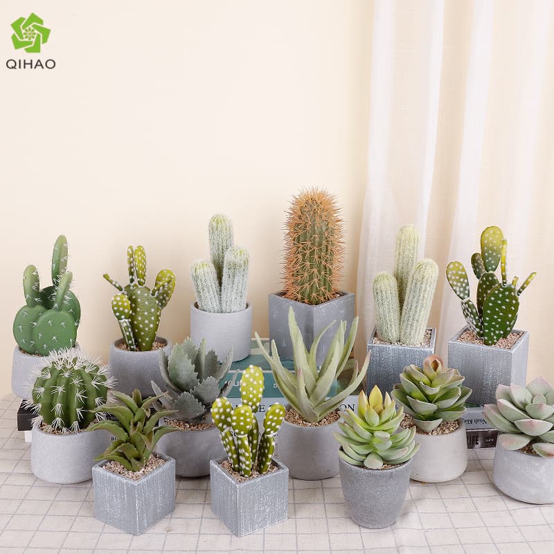 Minimalist Artificial Cactus Potted Plant Office Desk Decoration Fake Green Plant Cactus Ornament Artificial Succulent Potted Plant