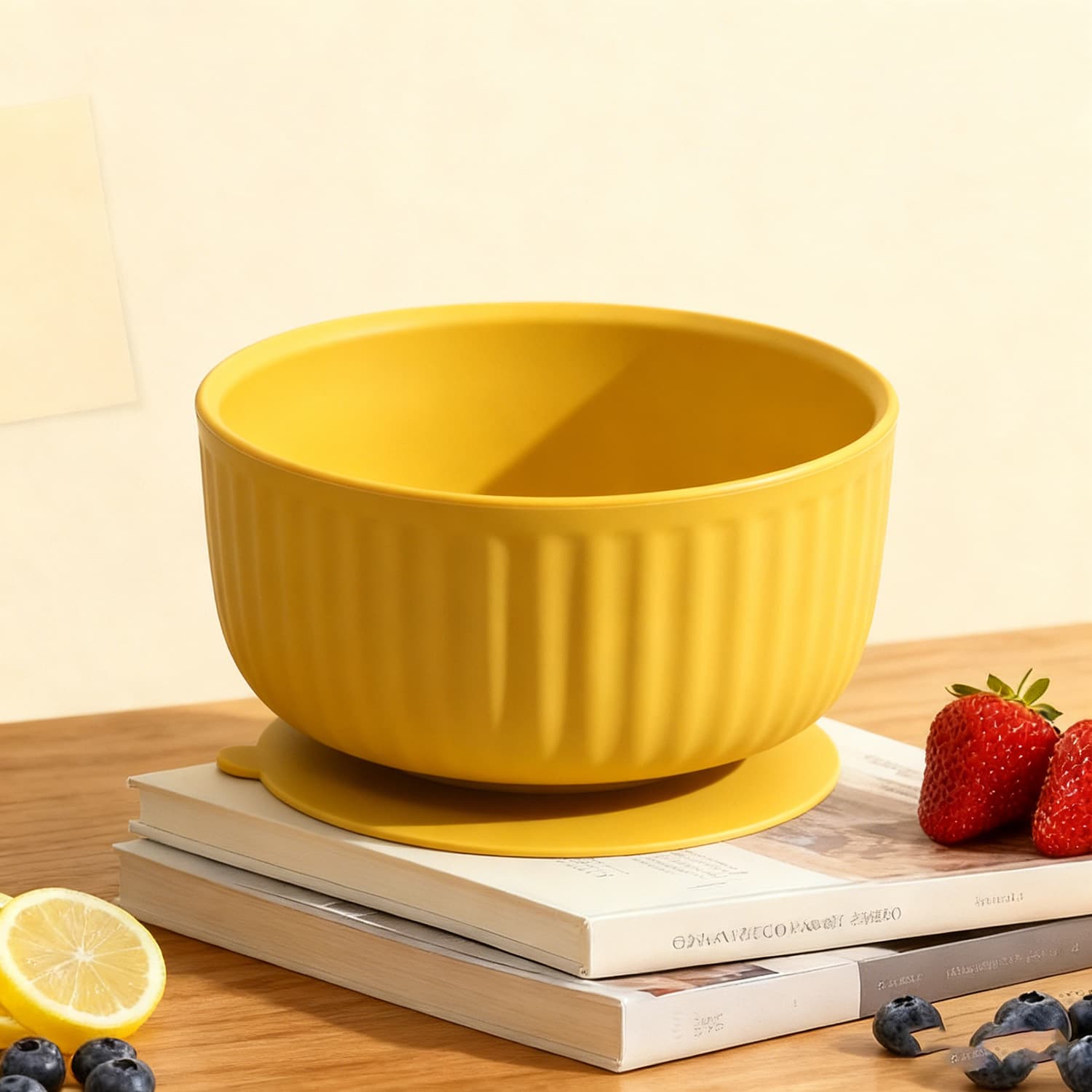 Silicone Striped Rice Bowl with Suction Cup Baby Food Plate Tableware Large Suction Cup Children's Silicone Bowl Meal Children's Suction Bowl
