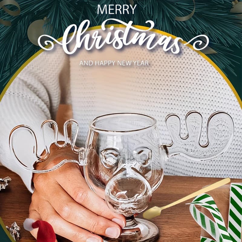 Christmas Reindeer Glass Mug Creative Home Milk Cup Wine Glass Christmas