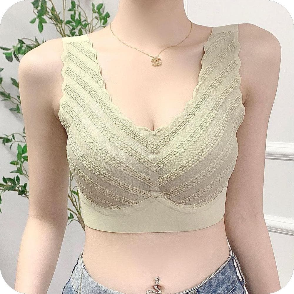Seamless Beautiful Back Underwear Women's Small Chest Gathered Summer Thin Lace Vest Style No Steel Ring Sports Bra