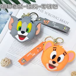 Tom and Jerry Silicone Coin Purse, Cute Cartoon Keychain Ornament, Couple Mini Backpack Car Key Holder