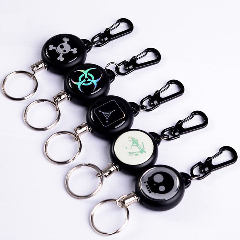 Double-Sided Adhesive High-Rebound Retractable Wire Rope Key Ring Anti-Loss Anti-Theft Retractable Key Chain Easy-to-Use Keychain
