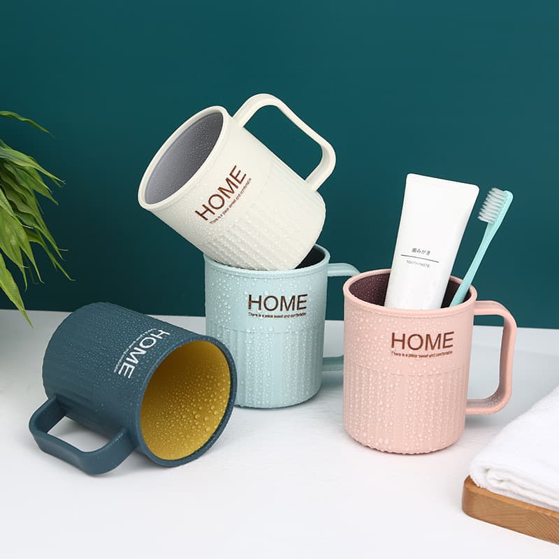 Large dual-color mouthwash cup, school dormitory toothbrush cup, plastic children's cup with handle, thickened cup, couple cup, tooth mug