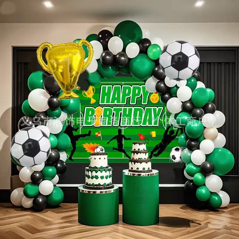 New Birthday Background Cloth Soccer Theme Balloon Arch Set Sports Competition Aluminum Film Balloon Birthday Decoration