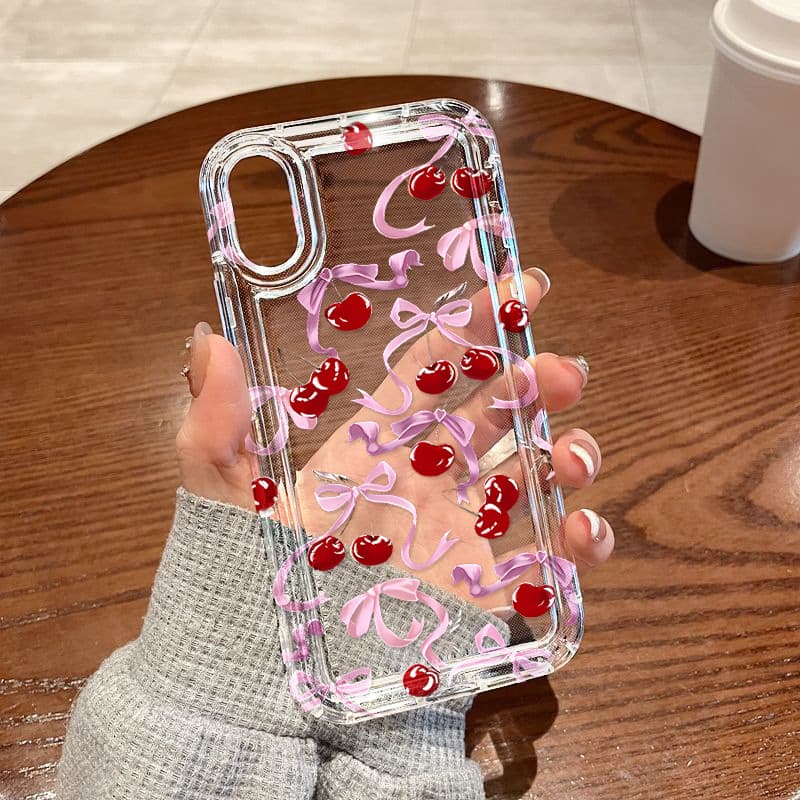 Fresh Bow Cherry Compatible iPhone 17 Phone Case Apple 16 Pro Airbag 14/13 Factory 15 Generation