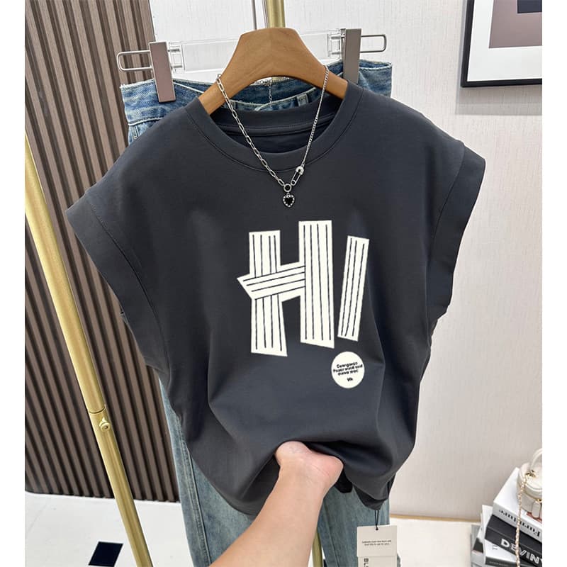 2026 New Cotton Regular Shoulder Sleeveless T-Shirt for Women Fashionable Versatile Vest Top Summer