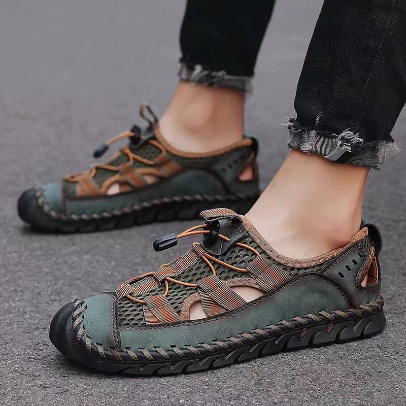 Men's Sandals Cross-Border Large Size Mesh Breathable Beach Sandals Foreign Trade Loafer Bean Large Size Men's Sandals