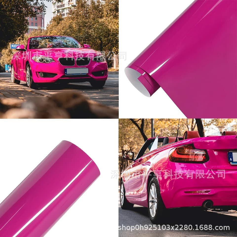Car Sticker Ultra High Gloss Magenta Bubble-Free Vinyl Film PET Car DIY Decal Body Self-Adhesive