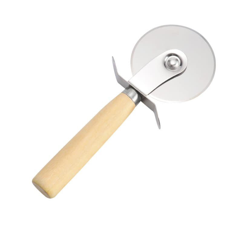 Cross-border in stock stainless steel wooden handle cake cutter round roller pizza cutter pizza cutter cake cutter