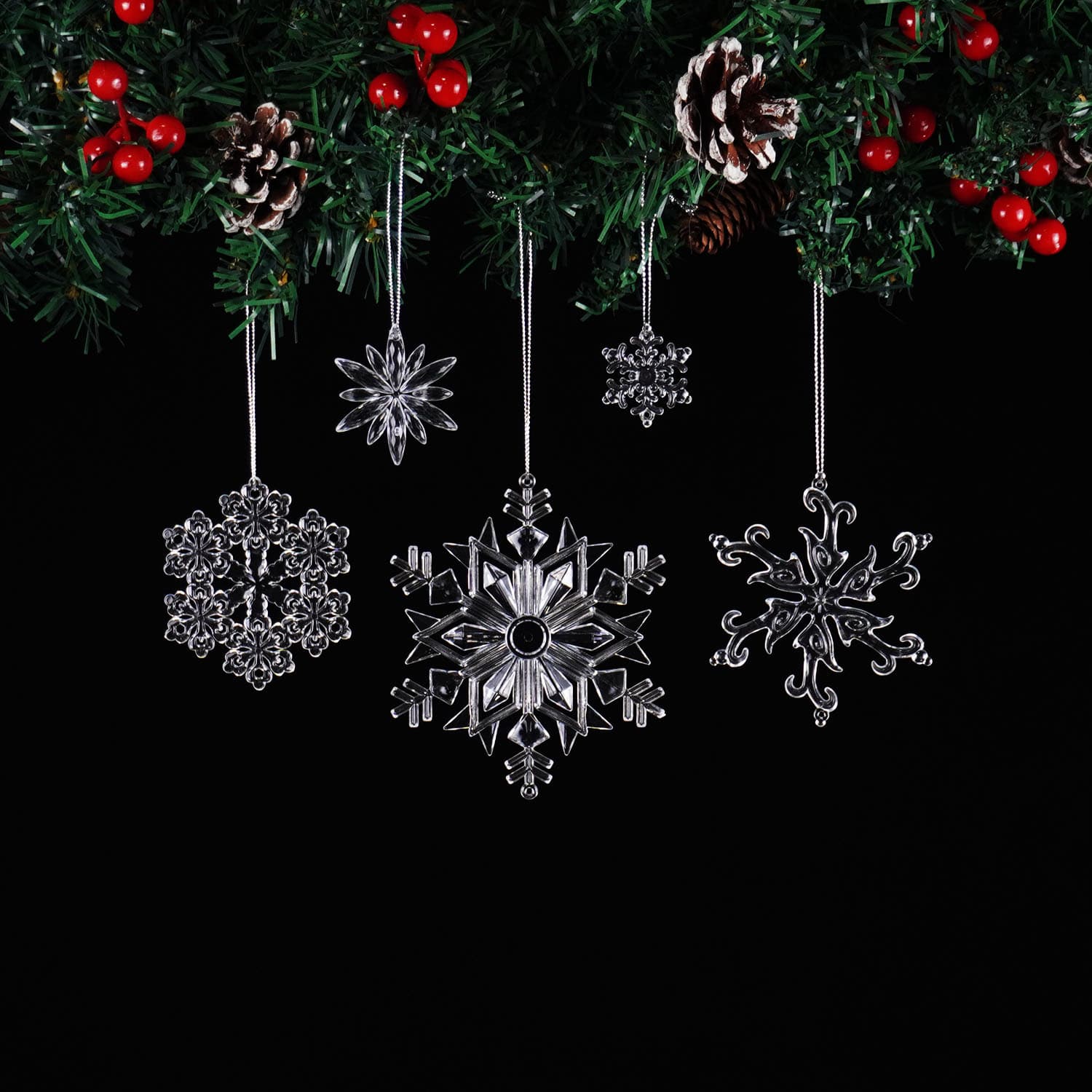 Cross-Border Christmas Decoration Transparent Acrylic Snowflake Christmas Decoration Supplies Christmas Atmosphere Christmas Tree Snowflake Pendant