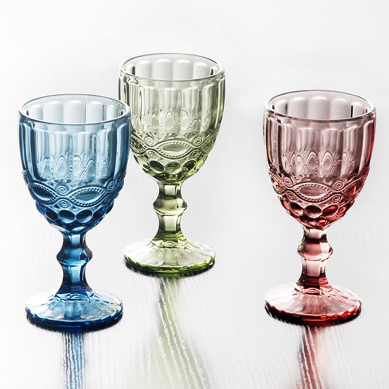 Colored Embossed Crystal Glass Champagne Glass Beverage Cup Juice Cup Water Cup Glass Stemware Home Red Wine Glass