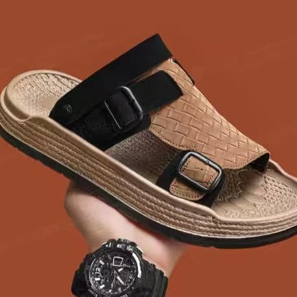 Men's Dual-Purpose Leather Sandals 2026 Summer-Autumn Ethnic Style Driving Casual Soft Sole Outdoor Slippers Non-Slip Sandals