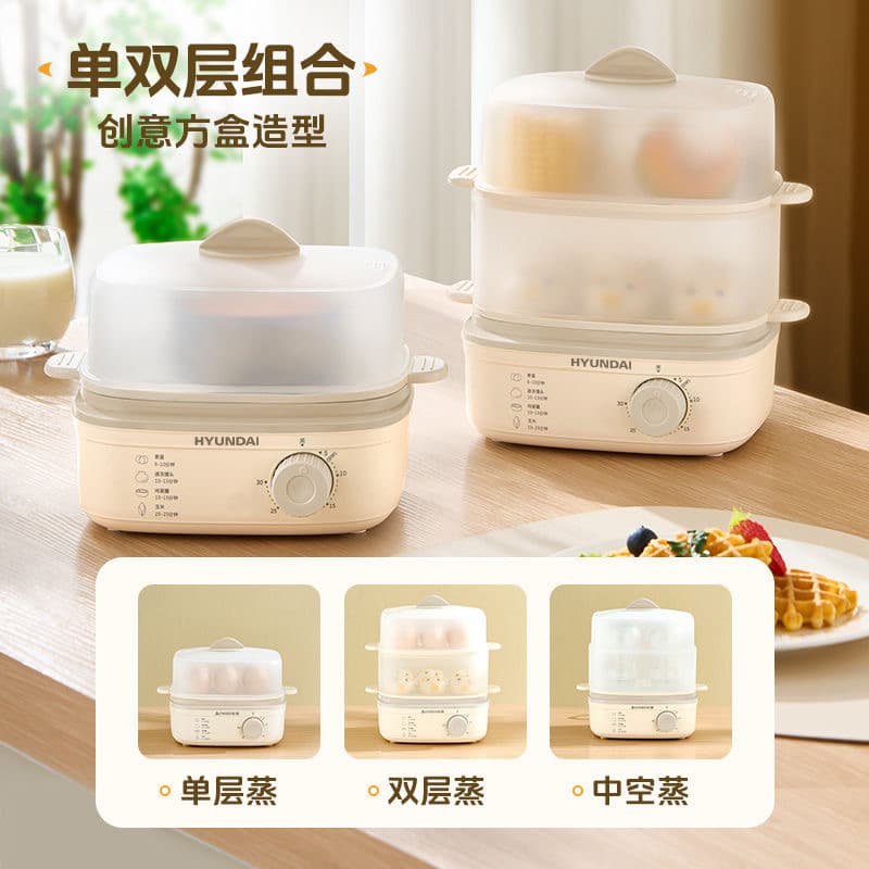 Electric Steamer & Egg Cooker: Compact Multi-Cooker for Buns and Eggs, Mini Breakfast Maker for Dorms (Single Unit Wholesale)