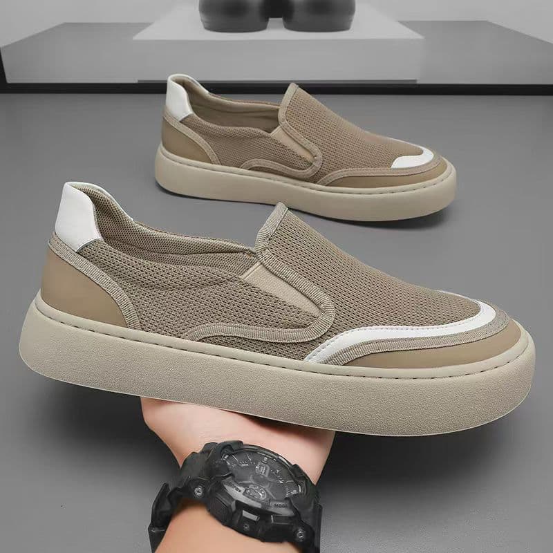 New Men's Summer Slip-On Shoes, Black Mesh Panel Shoes, Men's Casual Sports Shoes, Old Beijing Cloth Shoes