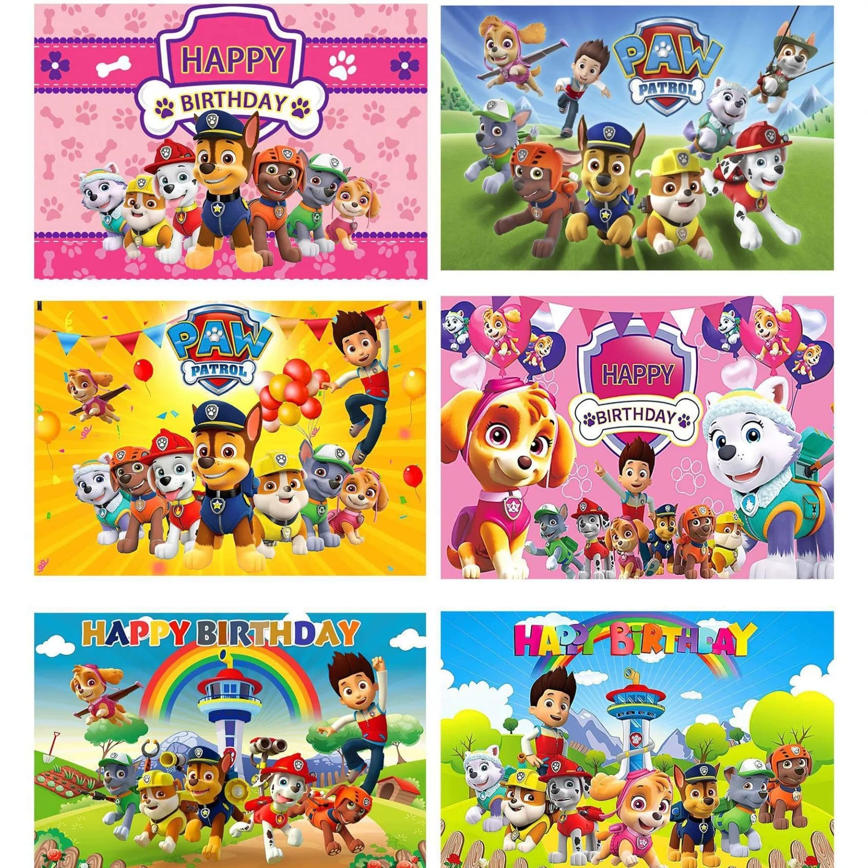 New Cross-border Paw Patrol Themed Kids Birthday Party Backdrop, Cartoon Scene Decoration Cloth