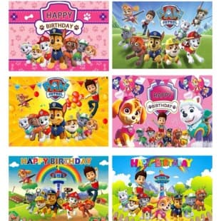 New Cross-border Paw Patrol Themed Kids Birthday Party Backdrop, Cartoon Scene Decoration Cloth