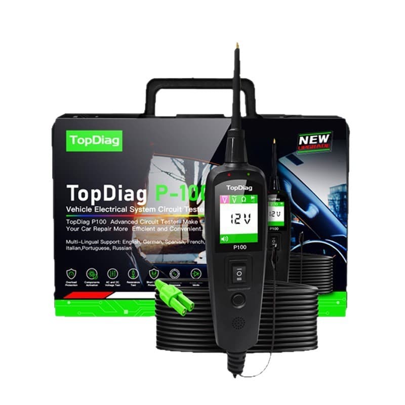 Topdiag P100 Automotive & Motorcycle Circuit Diagnostic Tester Voltage Short Circuit Test Repair Tool Car Detector
