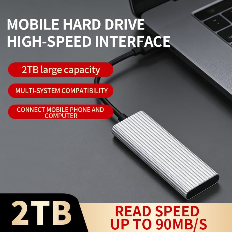 Cross-border ultra-thin mobile hard drive large capacity 1tb high-speed mobile phone computer solid state drive external storage 4tb spot