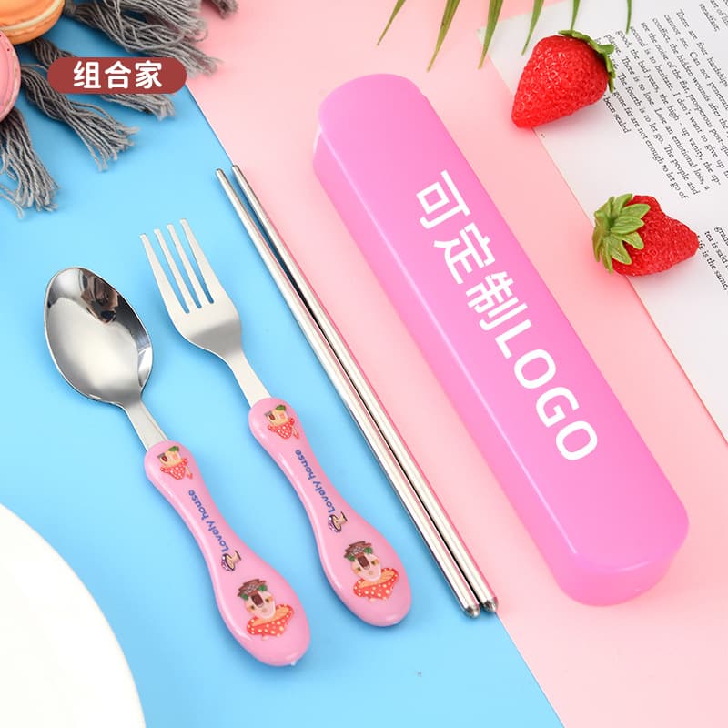 Animal-themed fashionable stainless steel cutlery with various patterns, portable set (multiple pattern options available, direct from manufacturer).