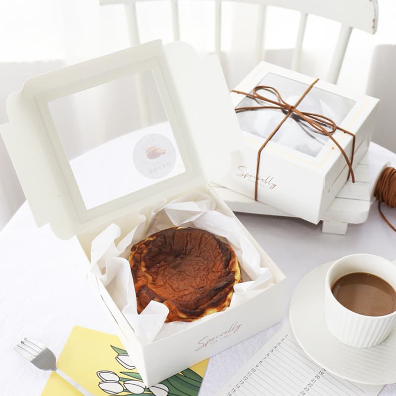 Ins Simple 4-Inch Basque Cheesecake Box Paper Cup Cake Muffin Box Baking Packaging Pastry Box Wholesale