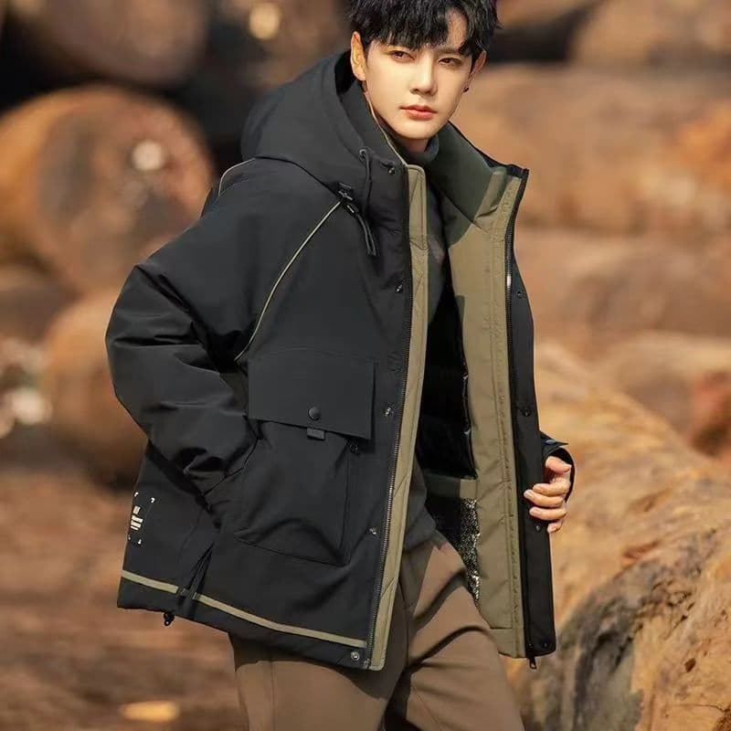 2026 White Duck Down Jacket Men's Winter New Hooded High-End Cold-Weather Outdoor Short Coat