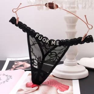 Plus Size Sexy Underwear Women's Sexy Lace Thong Rhinestone Letter European and American T-Back