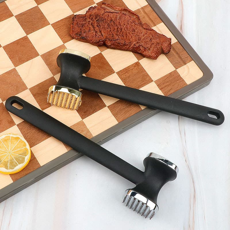 Aluminum alloy meat tenderizing hammer, beef tenderizer, household double-sided meat pounder, stainless steel meat hammer