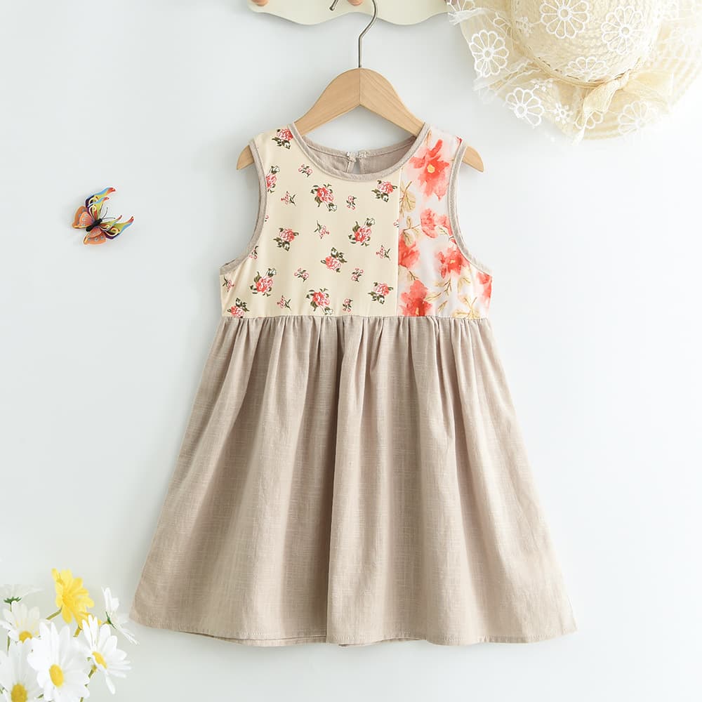 European and American cross-border new summer girls niche temperament floral dress baby summer style princess dress