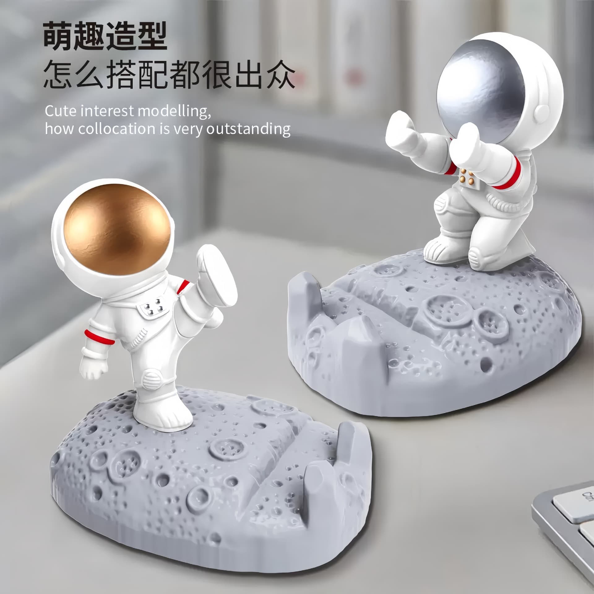 Astronaut Phone Stand Spaceman Creative Figurine Gift Decorative Craft DIY Desktop Phone Holder