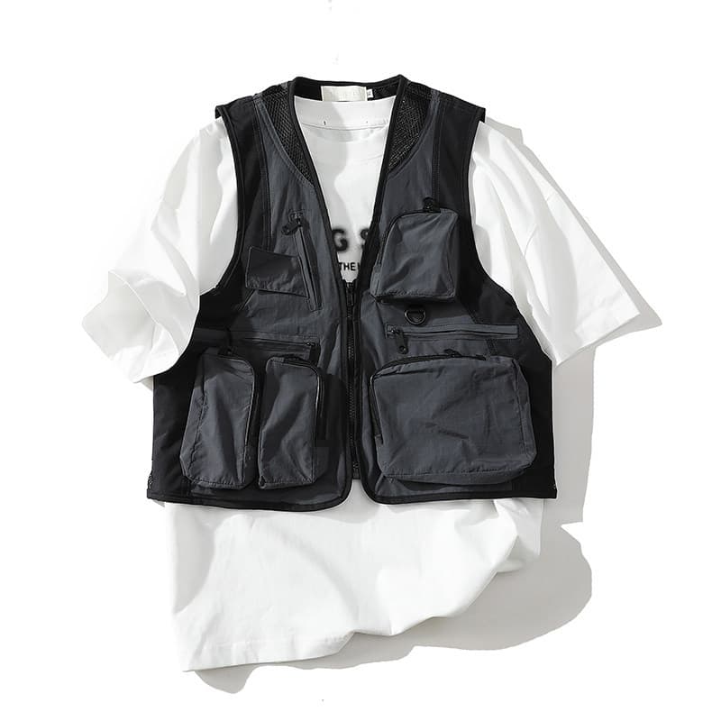 Spring New Casual Outdoor Color-Block Utility Vest Jacket for Men and Women Cross-Border Export