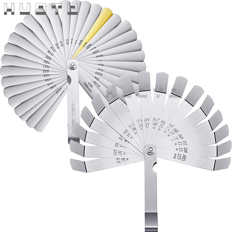HUOTO 16-piece bendable feeler gauge, stainless steel, thickness gauge, gap feeler gauge, metric/imperial feeler gauge, thickness gauge.