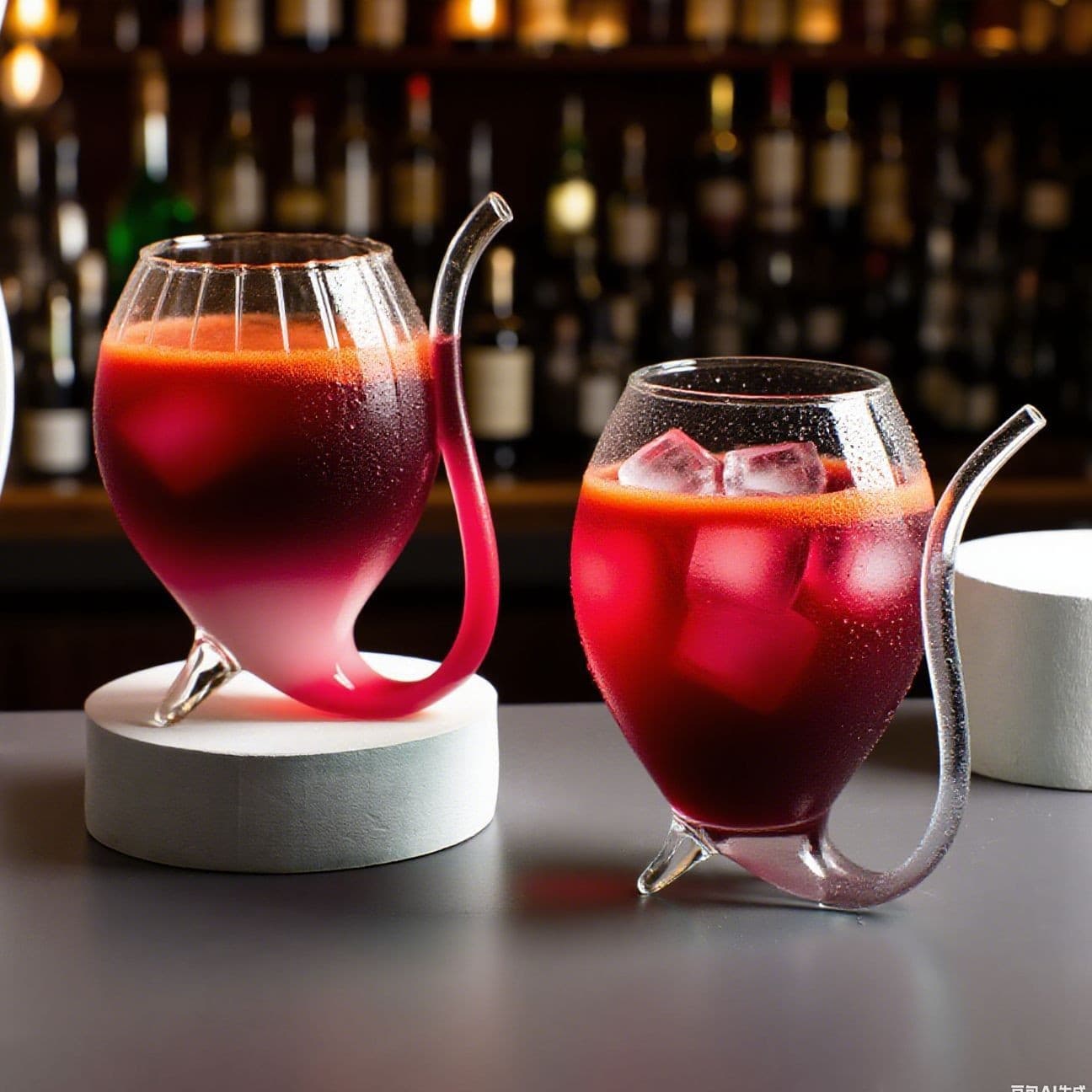 Creative vampire red wine glass straw cup long mouth crystal glass squirrel cup bar glass cocktail cup