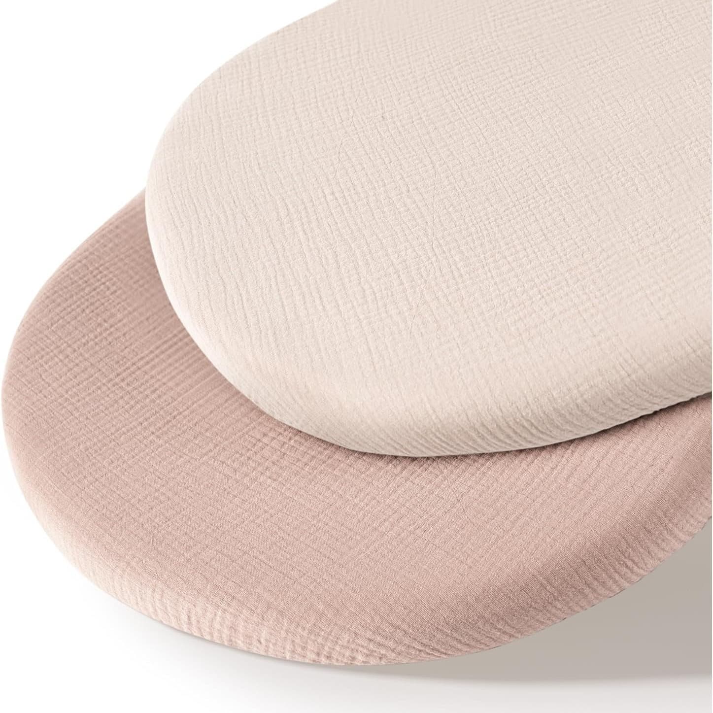 Cross-Border Baby Bassinet Fitted Sheet 2-Piece Set: Solid Color, Breathable, Skin-Friendly Cotton Gauze Bassinet Mattress Protector, Washable Cover Set