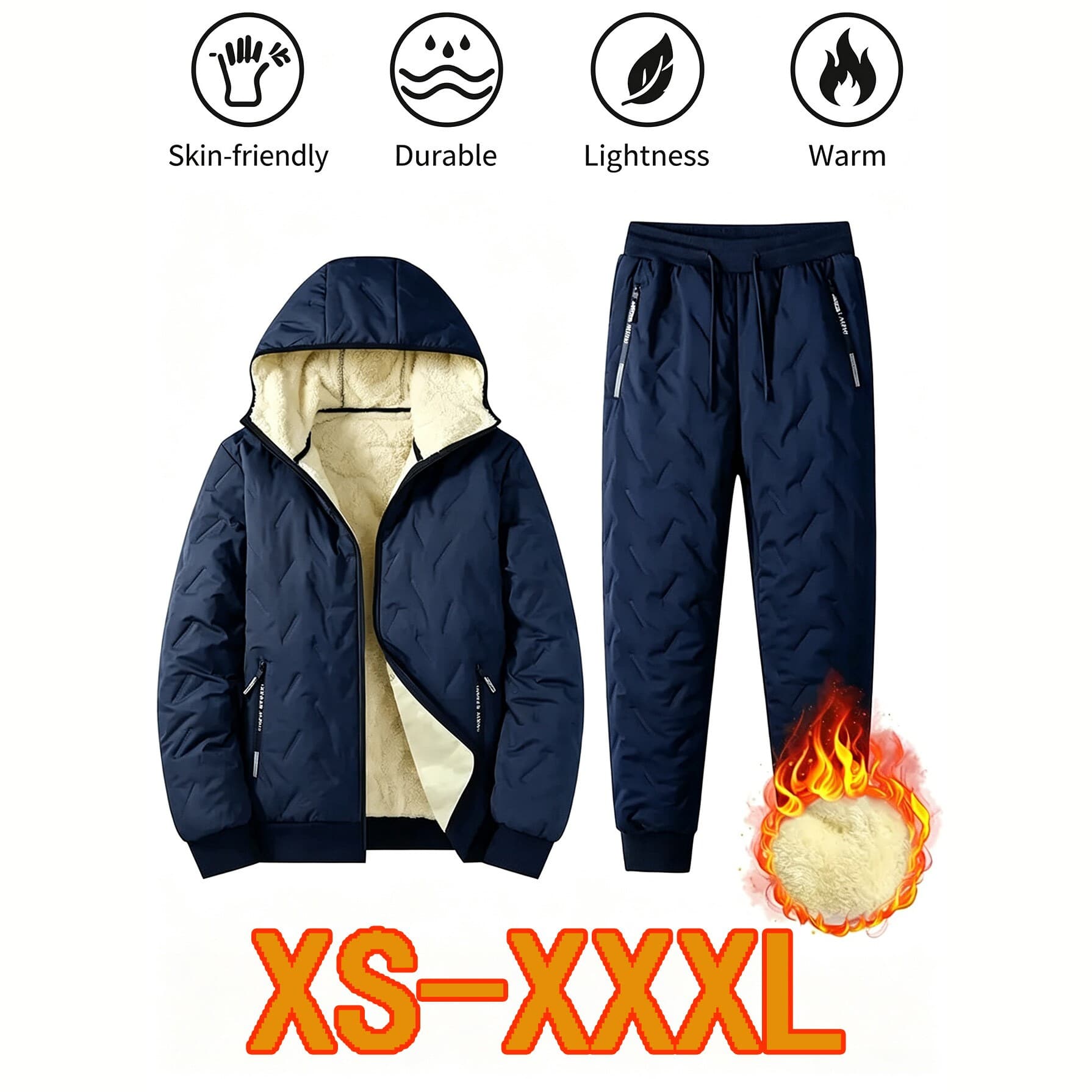 European Size Men's Fleece-Lined Hooded Cotton Jacket, Winter Thick Cotton Coat, Loose Cotton Padded Jacket, Cross-Border Men's Clothing