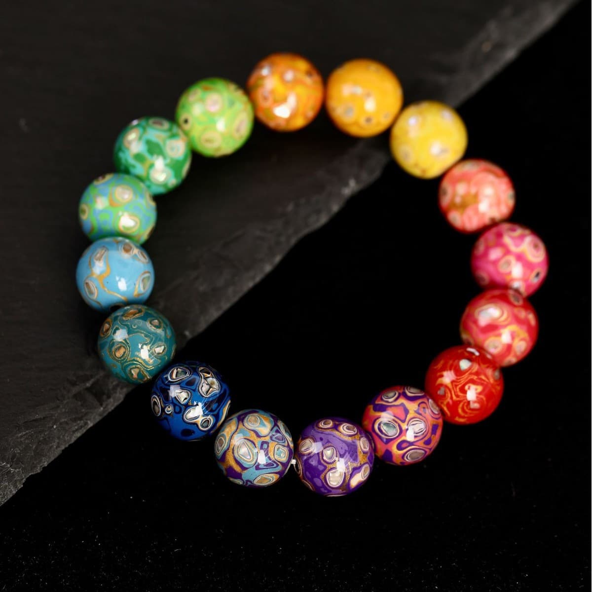 Intangible Cultural Heritage Craft Large Lacquer Beads, Lacquer Bracelet, Lacquer Buddha Beads, Handmade Single Bead, Literary Play Loose Beads, Mother-of-Pearl Inlay Multi-Treasure Lacquerware 12