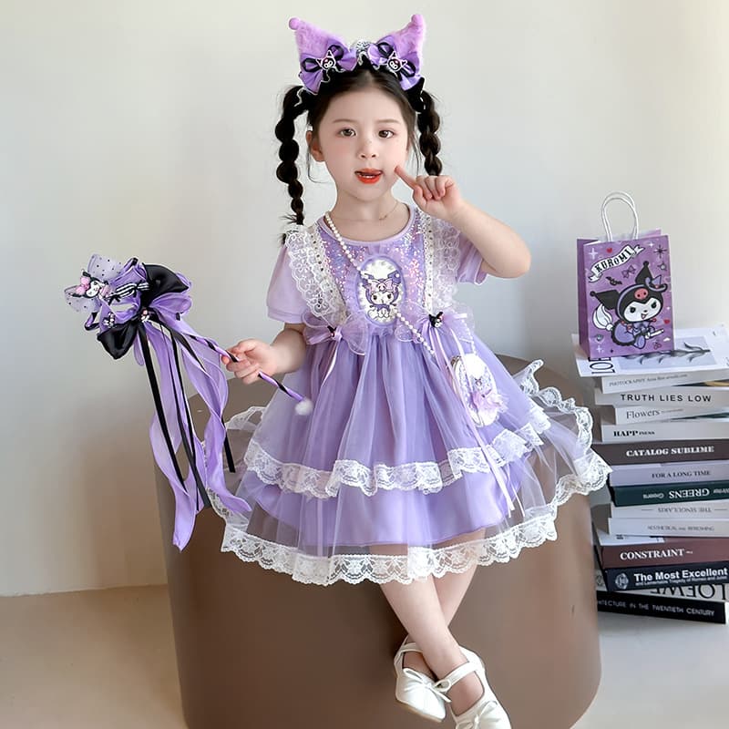Girls' Kuromi Dress Summer 2025 New Children's Sequin Tulle Skirt Summer Baby Princess Dress