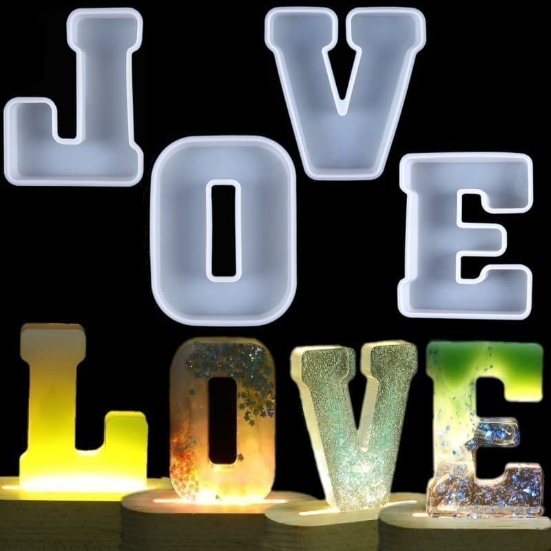 DIY Crystal Epoxy Mold Letter Decoration Silicone Mold Resin Letter Mold Decorative Silicone Lamp Base