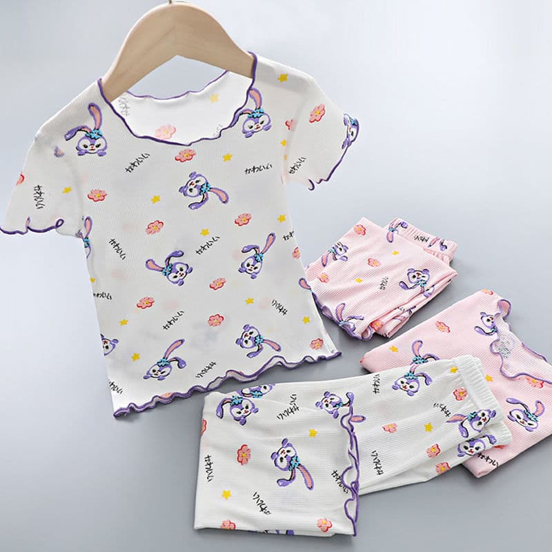 Ice Silk Kids Homewear 2025 Summer Comfortable Casual Pajama Set for Medium and Large Children