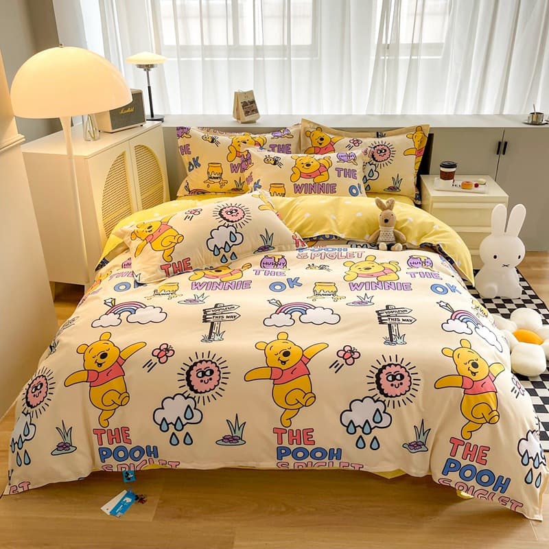 Cross-border Skin-friendly Brushed Mickey Stitch 4-Piece Set Student Dormitory Cartoon 3-Piece Set Bed Sheet Duvet Cover Factory Wholesale