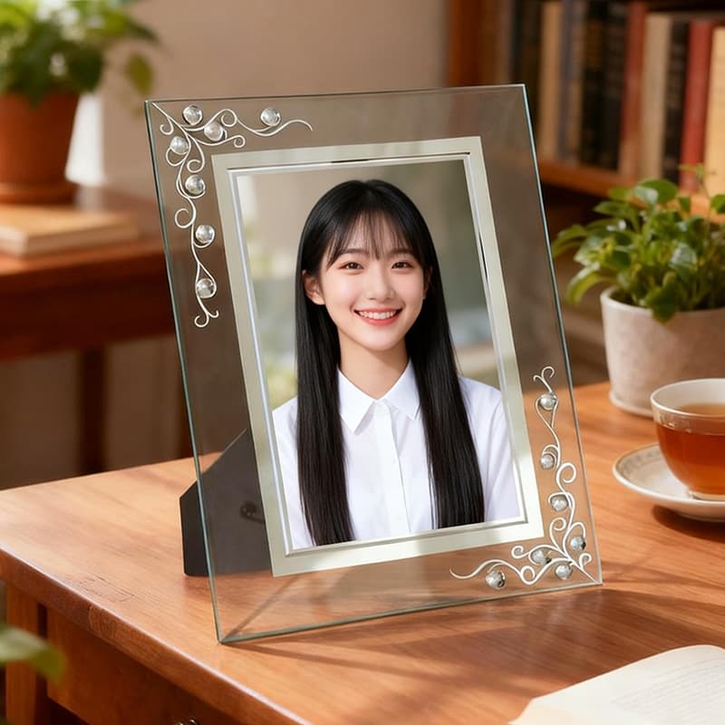 Crystal glass 6-inch and 7-inch white and black photo frames, simple tabletop gifts, 7-inch photo frames, cheap wholesale.