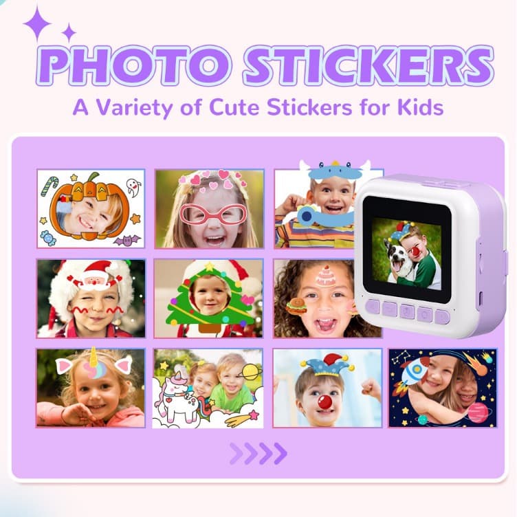 New Cross-Border Russian Children's Print Camera Instant Camera 2.4-Inch HD Large Screen Polaroid Camera