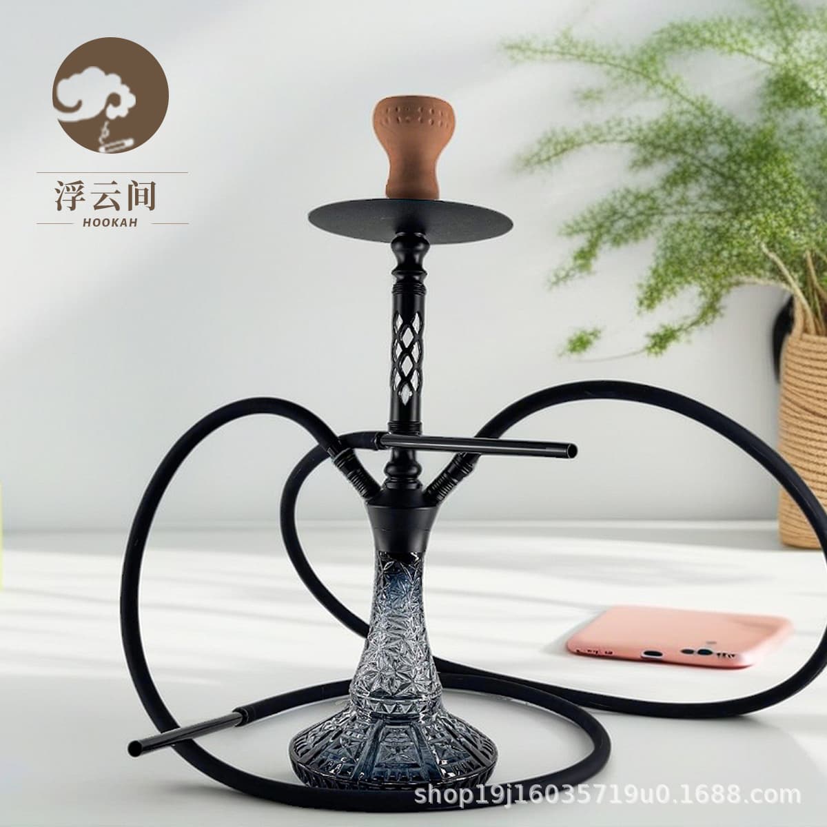 Cross-border Source High-end Hookah Arabic Hookah Medium Double-tube Hookah Pot Smoke Large Bar Nightclub Smoke Hookah